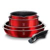 Batería De Cocina Aluminio Forjado 9 Piezas, Inducción, Asa Extraíble, Cazuelas Apilables Tapas Rojo  Berlinger Haus Carbon Pro