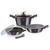 Batería De Cocina Aluminio Forjado Antiadherente Sin Pfoa, Set 2 Cacerolas, 1 Sartén, Tapas Gris Oscuro  Berlinger Haus Carbon Pro