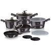 Batería Cocina Inducción 13 Piezas, Antiadherente Sin Pfoa, Aluminio, Cazuelas Sartenes Tapas Gris Oscuro  Berlinger Haus Carbon Pro