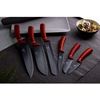 Berlinger Haus Burgundy Juego 6 Cuchillos Cocina Profesional, Hoja Acero Inoxidable Recubrimiento Antiadherente, Cocinero, Cebollero, Pan, Santoku, Pelar, Mango Ergonómico, Diseño Metallic Line Rojo