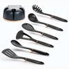 Utensilios Cocina De Nylon 6 Piezas + Soporte, Antiadherentes Sin Bpa, Resisten Hasta 200ºc Negro  Berlinger Haus Black Rose