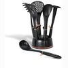 Utensilios Cocina De Nylon 6 Piezas + Soporte, Antiadherentes Sin Bpa, Resisten Hasta 200ºc Negro  Berlinger Haus Black Rose