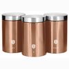 Set 3 Botes Cocina Almacenaje Acero Inoxidable, Diseño Moderno, Ø11x17,8cm Especias, Té ,café Oro Rosado  Berlinger Haus Rose Gold