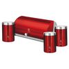 Panera De Mesa +juego 3 Botes Cocina Almacenaje Acero Inoxidable Contenedor De Pan Con Tapa Rojo / Acero Inoxidable  Berlinger Haus Burgundy