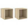 Pack 2 Uds Armario De Pared | Mueble Pared Madera Contrachapada Roble 37x37x37 Cm Cfw740520