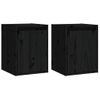 Pack 2 Uds Armario De Pared | Mueble Pared Madera Maciza De Pino Negro 30x30x40 Cm Cfw740539