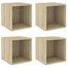 4 Uds Armario De Pared | Mueble Pared Madera Contrachapada Roble 37x37x37 Cm Cfw740542