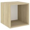 Armario De Pared | Mueble Pared Madera Contrachapada Blanco Y Roble 37x37x37cm Cfw740728