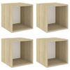 Armario De Pared | Mueble Pared 4 Ud Madera Contrachapada Blanco Roble 37x37x37cm Cfw741539