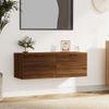 Armario De Pared | Mueble Pared Madera Contrachapada Marrón Roble 100x36,5x35 Cm Cfw741571