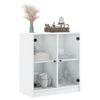 Armario De Almacenamiento | Armario Auxiliar Con Puertas De Vidrio Blanco 68x37x75,5 Cm Cfw739360