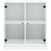 Armario De Almacenamiento | Armario Auxiliar Con Puertas De Vidrio Blanco 68x37x75,5 Cm Cfw739360