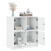 Armario De Almacenamiento | Armario Auxiliar Con Puertas De Vidrio Blanco 68x37x75,5 Cm Cfw739361