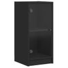 Armario De Almacenamiento | Armario Auxiliar Con Puertas De Vidrio Negro 35x37x75,5 Cm Cfw739363