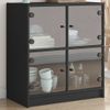 Armario De Almacenamiento | Armario Auxiliar Con Puertas De Vidrio Negro 68x37x75,5 Cm Cfw739364