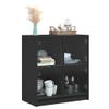 Armario De Almacenamiento | Armario Auxiliar Con Puertas De Vidrio Negro 68x37x75,5 Cm Cfw739364