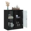 Armario De Almacenamiento | Armario Auxiliar Con Puertas De Vidrio Negro 68x37x75,5 Cm Cfw739365