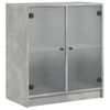 Armario De Almacenamiento | Armario Auxiliar Puertas De Vidrio Gris Hormigón 68x37x75,5 Cm Cfw739469