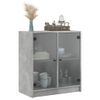 Armario De Almacenamiento | Armario Auxiliar Puertas De Vidrio Gris Hormigón 68x37x75,5 Cm Cfw739469