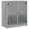 Armario De Almacenamiento | Armario Auxiliar Puertas De Vidrio Gris Sonoma 68x37x75,5 Cm Cfw739473