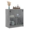 Armario De Almacenamiento | Armario Auxiliar Puertas De Vidrio Gris Sonoma 68x37x75,5 Cm Cfw739473