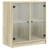 Armario De Almacenamiento | Armario Auxiliar Puertas De Vidrio Roble Sonoma 68x37x75,5 Cm Cfw739485