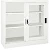 Armario De Almacenamiento | Armario Con Puerta Corredera Acero Blanco 90x40x90 Cm Cfw739682