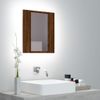 Armario De Baño | Mueble Baño Con Espejo Led Madera Marrón Roble 40x12x45 Cm Cfw739884