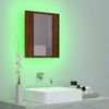 Armario De Baño | Mueble Baño Con Espejo Led Madera Marrón Roble 40x12x45 Cm Cfw739884