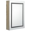 Armario De Baño | Mueble Baño Con Espejo Y Led Color Roble 50x13x70 Cm Cfw739910