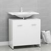 Armario De Baño | Mueble Baño Madera Contrachapada Blanco Brillo 60x33x61 Cm Cfw740007