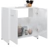 Armario De Baño | Mueble Baño Madera Contrachapada Blanco Brillo 60x33x61 Cm Cfw740007