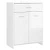 Armario De Baño | Mueble Baño Madera Contrachapada Blanco Brillo 60x33x80 Cm Cfw740008