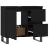 Armario De Baño | Mueble Baño Madera Contrachapada Negro 65x33x60 Cm Cfw740103