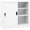 Armario De Almacenamiento | Armario De Oficina Con Puerta Corredera Acero Blanco 90x40x90cm Cfw740462