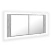 Armario Espejo Baño | Mueble Baño Luz Led Acrílico Gris Hormigón 100x12x45 Cm Cfw741293