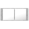 Armario Espejo Baño | Mueble Baño Luz Led Acrílico Gris Hormigón 100x12x45 Cm Cfw741293