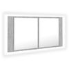 Armario Espejo Baño | Mueble Baño Luz Led Acrílico Gris Hormigón 90x12x45 Cm Cfw741297