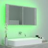 Armario Espejo Baño | Mueble Baño Luz Led Acrílico Gris Hormigón 90x12x45 Cm Cfw741297