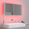 Armario Espejo Baño | Mueble Baño Luz Led Acrílico Gris Hormigón 90x12x45 Cm Cfw741297