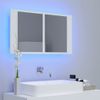 Armario Espejo De Baño | Mueble Baño Con Luz Led Acrílico Blanco 80x12x45 Cm Cfw741301