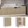 Armario De Almacenamiento | Armario Inferior Cocina Contrachapada Color Roble 60x46x81,5 Cm Cfw741355