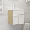 Armario De Almacenamiento | Armario Para Lavabo Contrachapada Blanco Roble 41x38,5x46 Cm Cfw741475