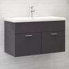 Armario De Almacenamiento | Armario Para Lavabo Contrachapada Gris Brillo 80x38,5x46 Cm Cfw741484