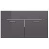 Armario De Almacenamiento | Armario Para Lavabo Contrachapada Gris Brillo 80x38,5x46 Cm Cfw741484