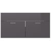 Armario De Almacenamiento | Armario Para Lavabo Contrachapada Gris Brillo 90x38,5x46 Cm Cfw741485