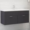 Armario De Almacenamiento | Armario Para Lavabo Madera Contrachapada Gris 100x38,5x46 Cm Cfw741504