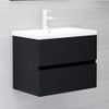 Armario De Almacenamiento | Armario Para Lavabo Madera Contrachapada Negro 60x38,5x45 Cm Cfw741513