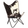 Sillón De Salón | Silla Butterfly De Cuero De Cabra Auténtico Negro Y Blanco Cfw789716