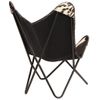 Sillón De Salón | Silla Butterfly De Cuero De Cabra Auténtico Negro Y Blanco Cfw789716